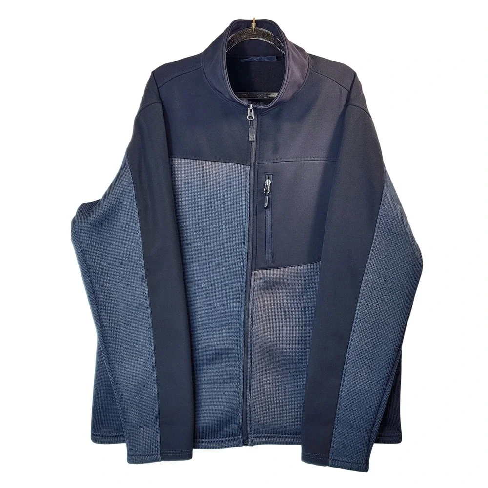 SwissTech Men Jacket L Greystone Full Zip Fleece Knit Hybrid Outdoor Techwear